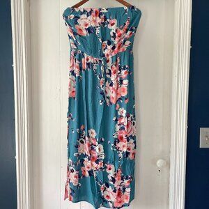 Bobeau Sleeveless Pull On Floral Dress Split Hem Lined Womens Size Medium